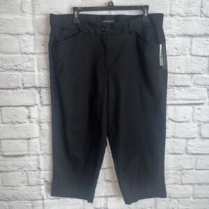 Counterparts Women's NWT Preppy Black Cotton Capri Pants Button Accent Size 16